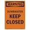 Signmission Safety Sign, OSHA WARNING, 14" Height, Rigid Plastic, Dumbwaiter Keep Closed, Portrait OS-WS-P-1014-V-13115 - alternate 1